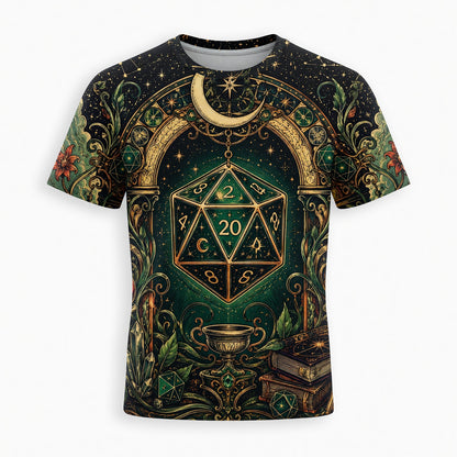 Fantasy Dungeon D20 AOP T-Shirt - Mystic Fantasy RPG Apparel