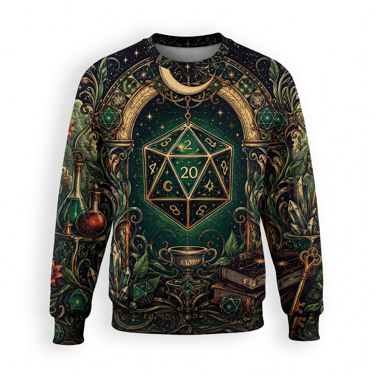 Fantasy Dungeon D20 AOP T-Shirt - Mystic Fantasy RPG Apparel