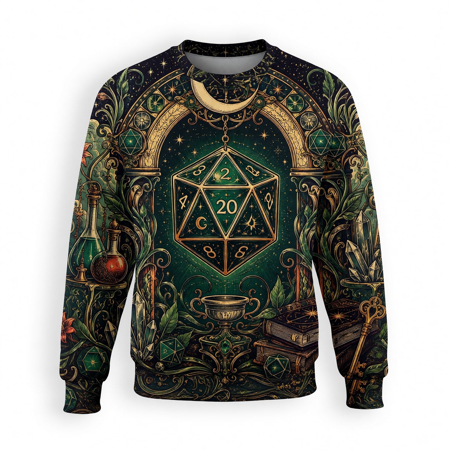 Fantasy Dungeon D20 AOP T-Shirt - Mystic Fantasy RPG Apparel