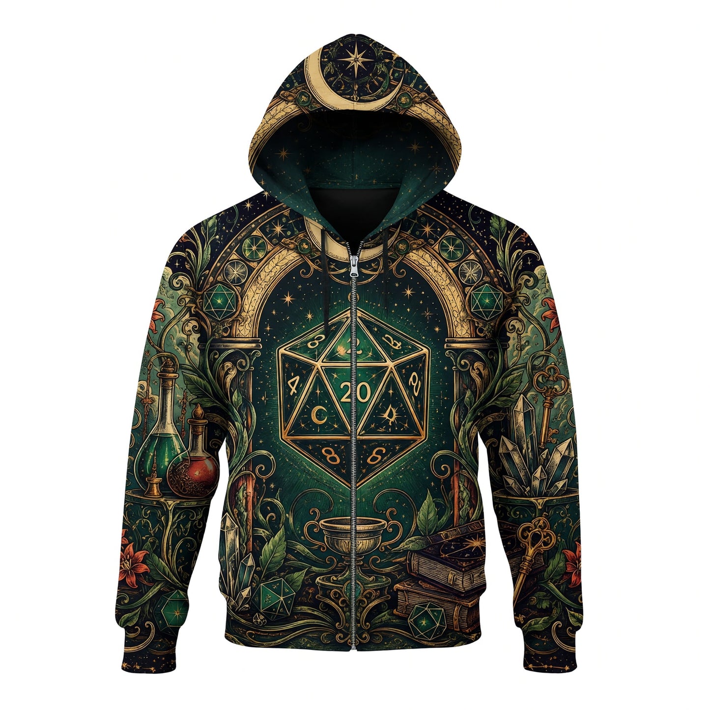 Fantasy Dungeon D20 AOP T-Shirt - Mystic Fantasy RPG Apparel
