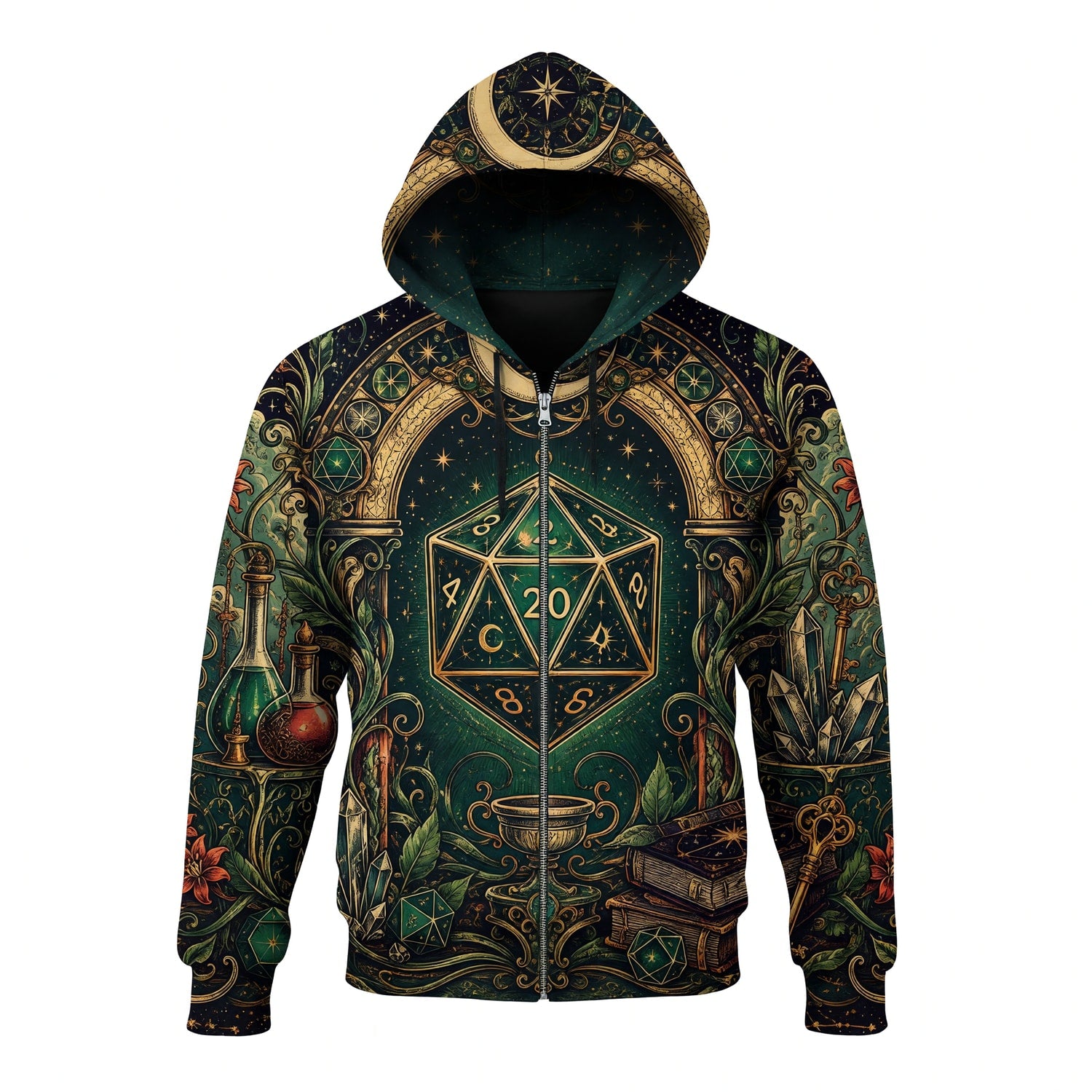 Fantasy Dungeon D20 AOP T-Shirt - Mystic Fantasy RPG Apparel