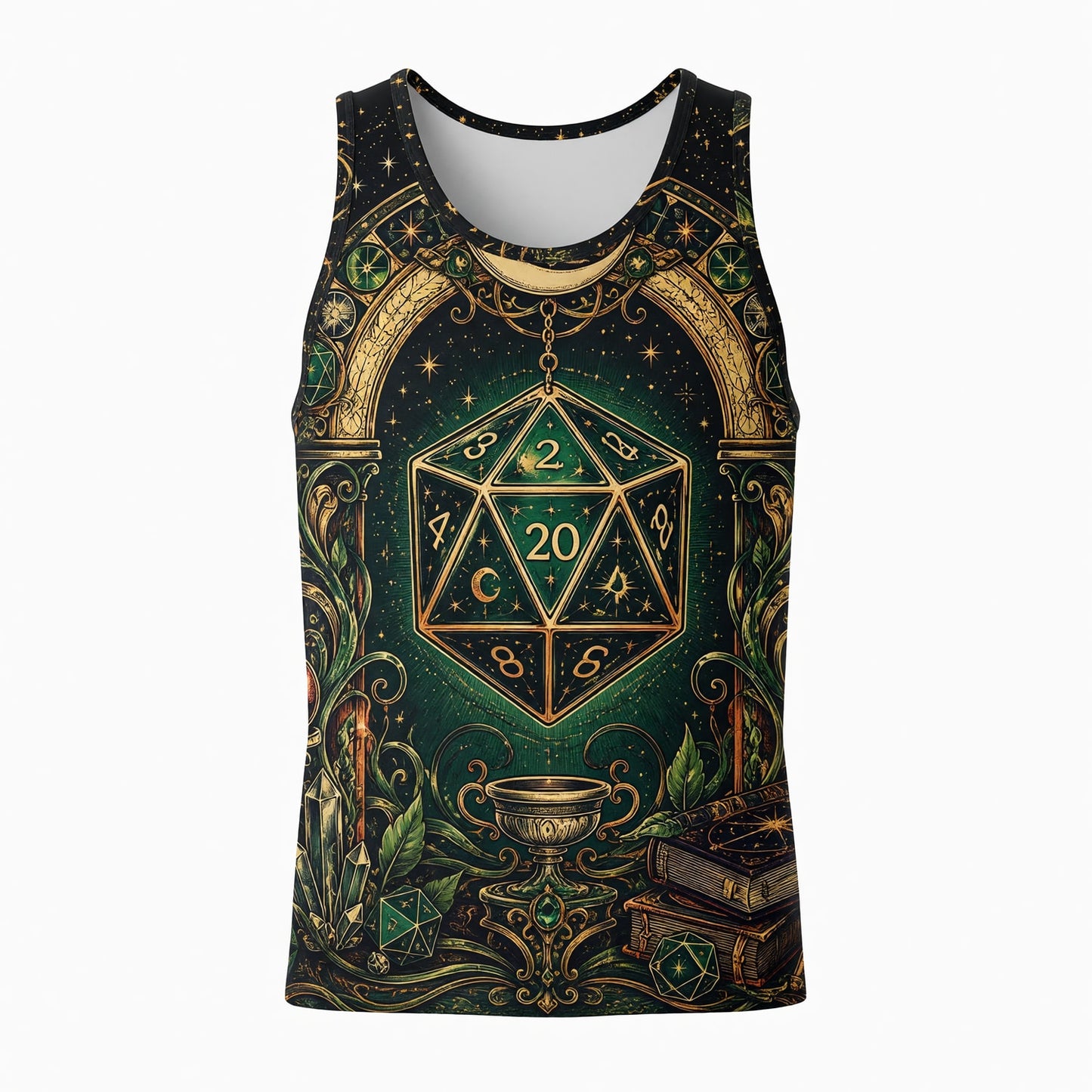Fantasy Dungeon D20 AOP T-Shirt - Mystic Fantasy RPG Apparel