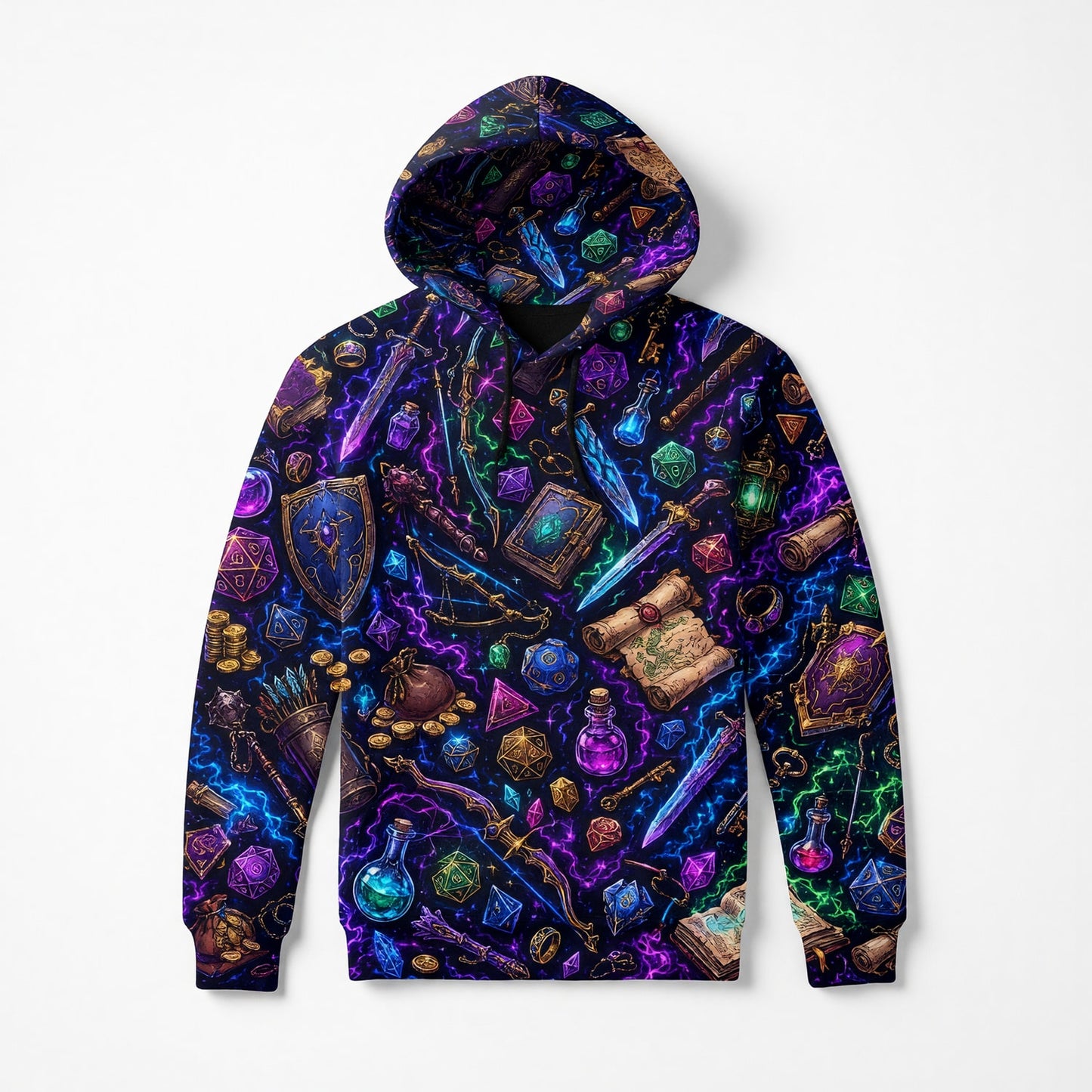 Neon Fantasy Loot AOP T-Shirt - Magical RPG Streetwear