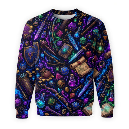 Neon Fantasy Loot AOP T-Shirt - Magical RPG Streetwear