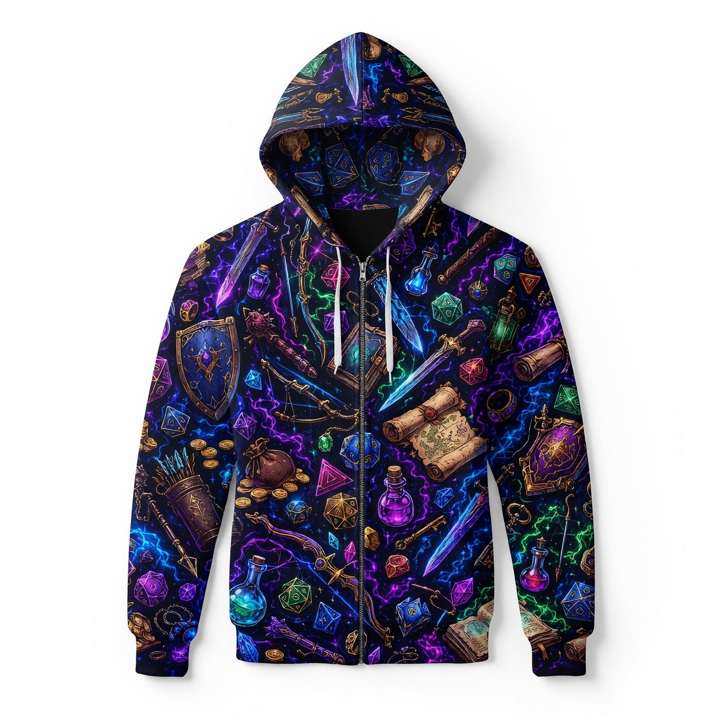 Neon Fantasy Loot AOP T-Shirt - Magical RPG Streetwear