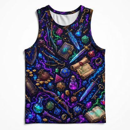Neon Fantasy Loot AOP T-Shirt - Magical RPG Streetwear