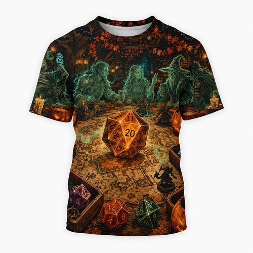 Halloween Tavern AOP T-Shirt - Spooky RPG Dice Streetwear
