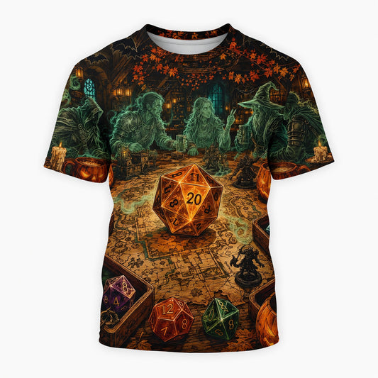 Halloween Tavern AOP T-Shirt - Spooky RPG Dice Streetwear