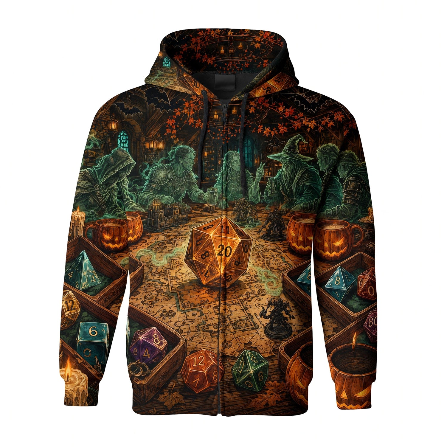 Halloween Tavern AOP T-Shirt - Spooky RPG Dice Streetwear