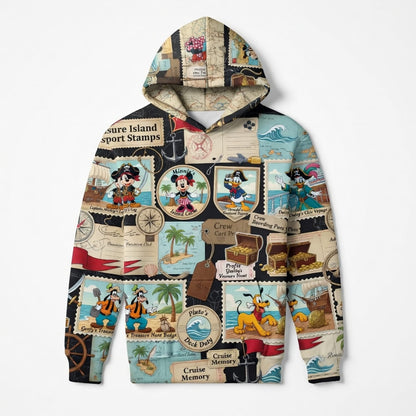 Pirate Cruise Stamps AOP Apparel - Mouse Treasure Island Design