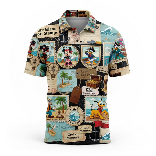 Pirate Cruise Stamps AOP Apparel - Mouse Treasure Island Design