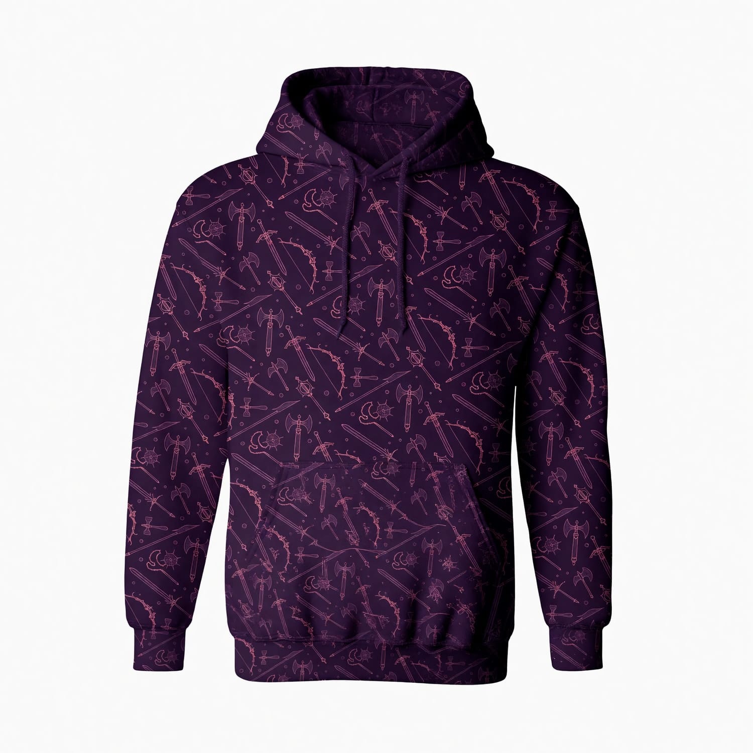 Fantasy Weapons AOP T-Shirt - Medieval RPG Dark Pattern Apparel