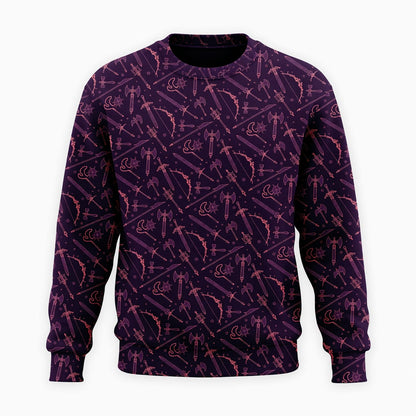 Fantasy Weapons AOP T-Shirt - Medieval RPG Dark Pattern Apparel