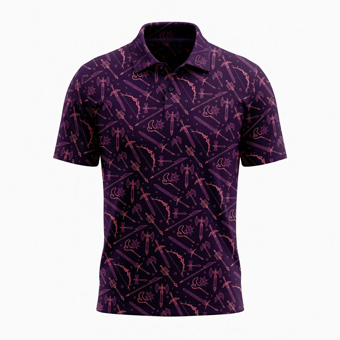 Fantasy Weapons AOP T-Shirt - Medieval RPG Dark Pattern Apparel
