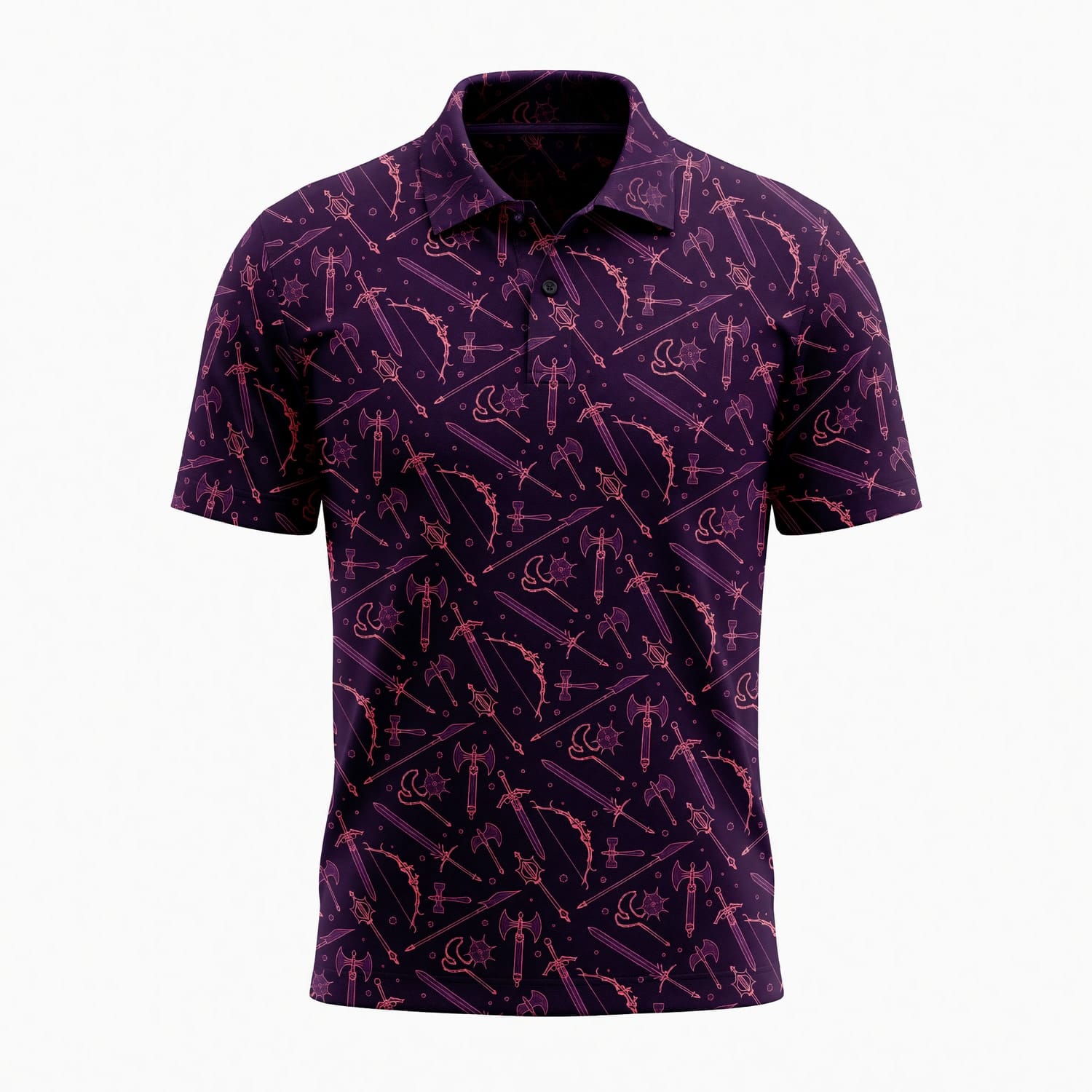 Fantasy Weapons AOP T-Shirt - Medieval RPG Dark Pattern Apparel
