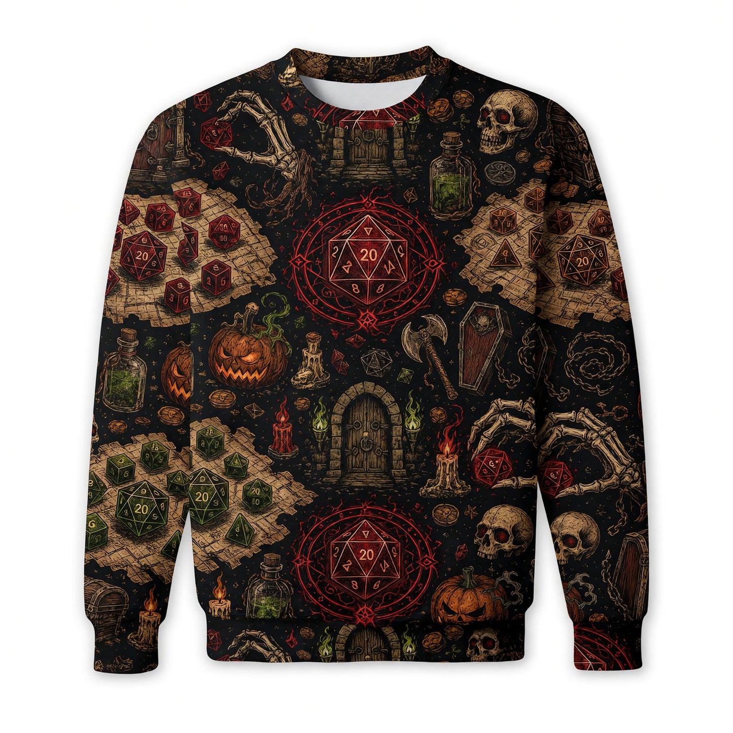 Dice Halloween AOP T-Shirt - Dark Fantasy RPG Dungeon