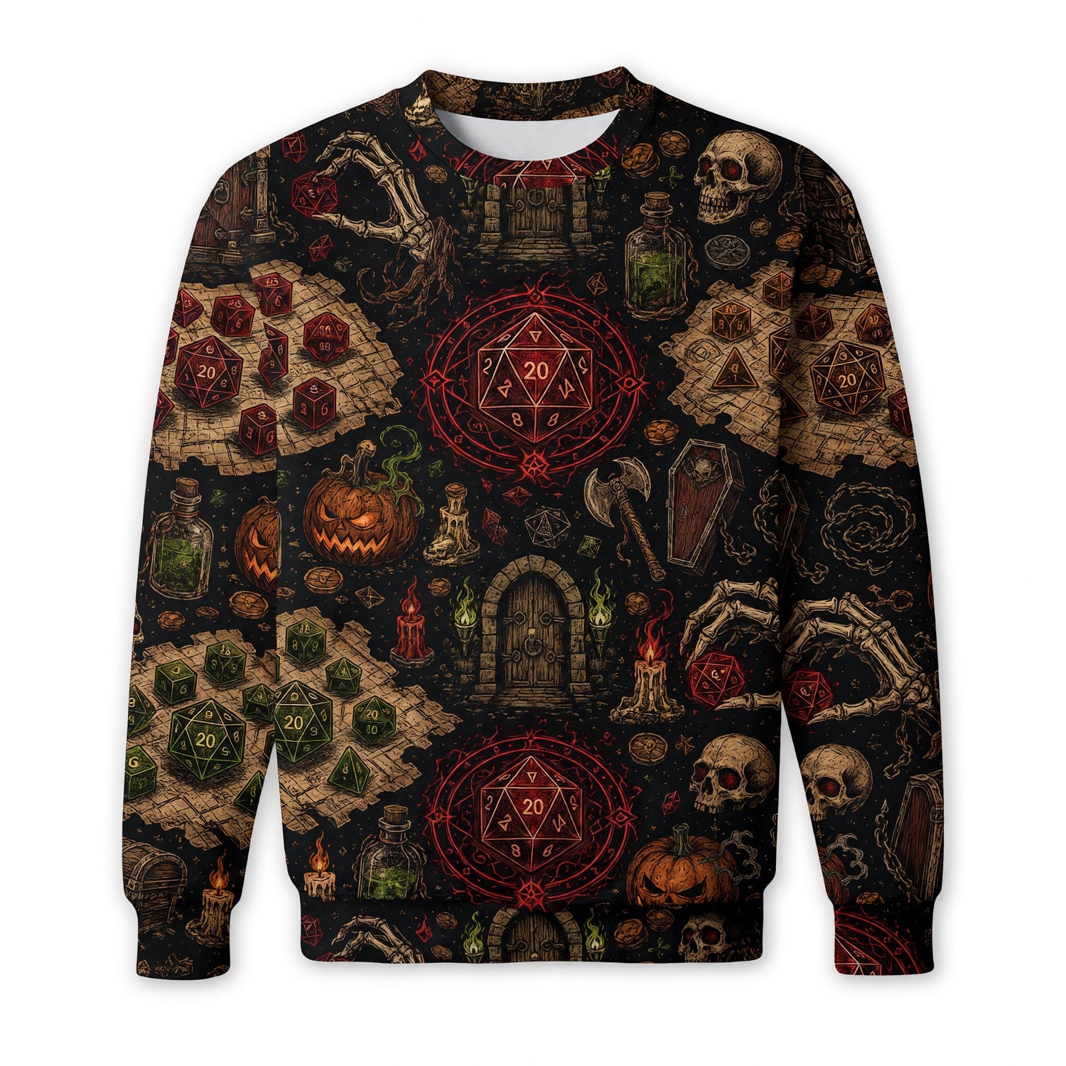 Dice Halloween AOP T-Shirt - Dark Fantasy RPG Dungeon