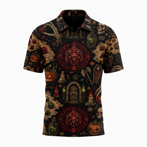 Dice Halloween AOP T-Shirt - Dark Fantasy RPG Dungeon
