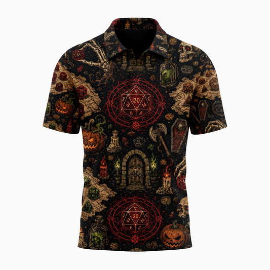 Dice Halloween AOP T-Shirt - Dark Fantasy RPG Dungeon