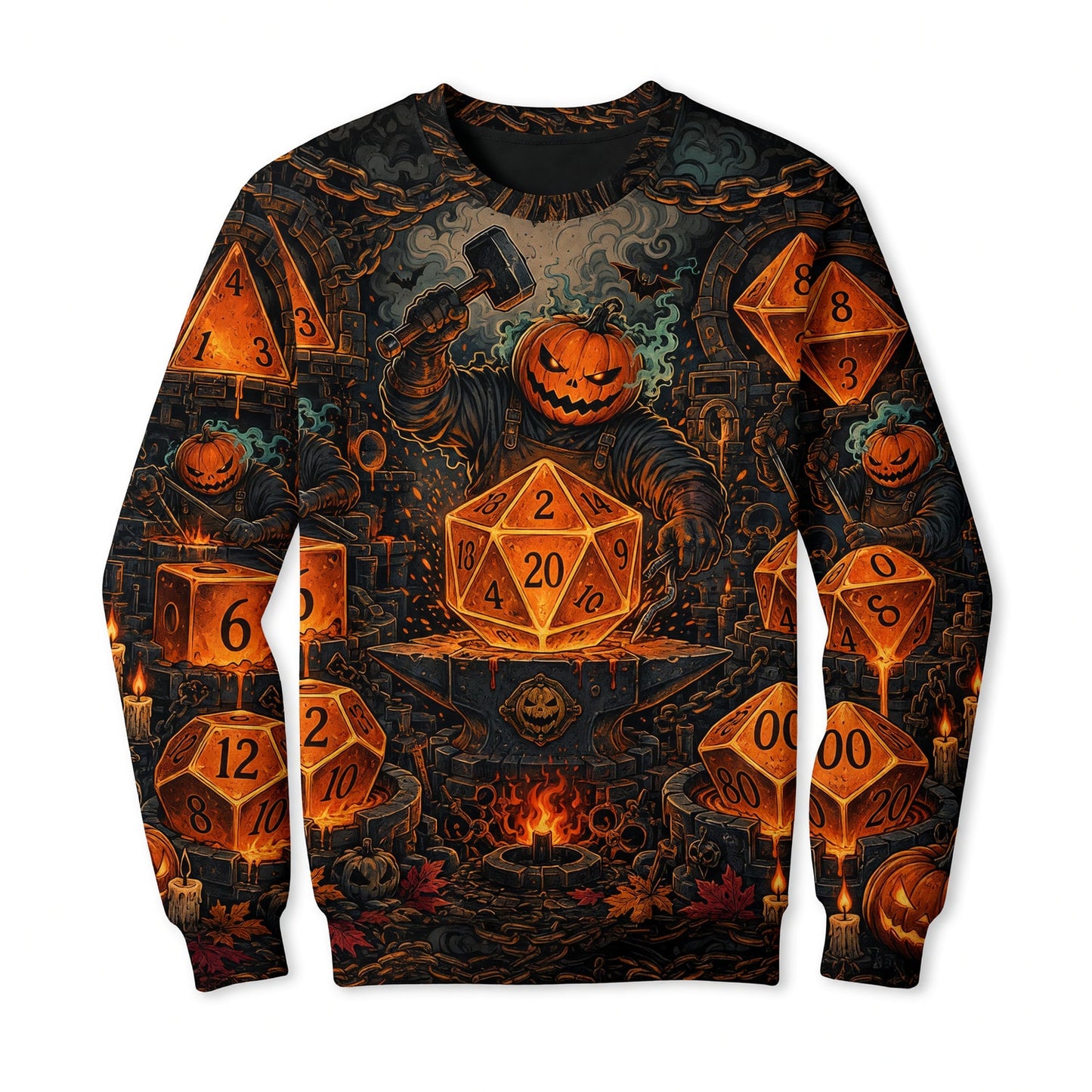 Halloween Dice AOP T-Shirt - Pumpkin Blacksmith Forge