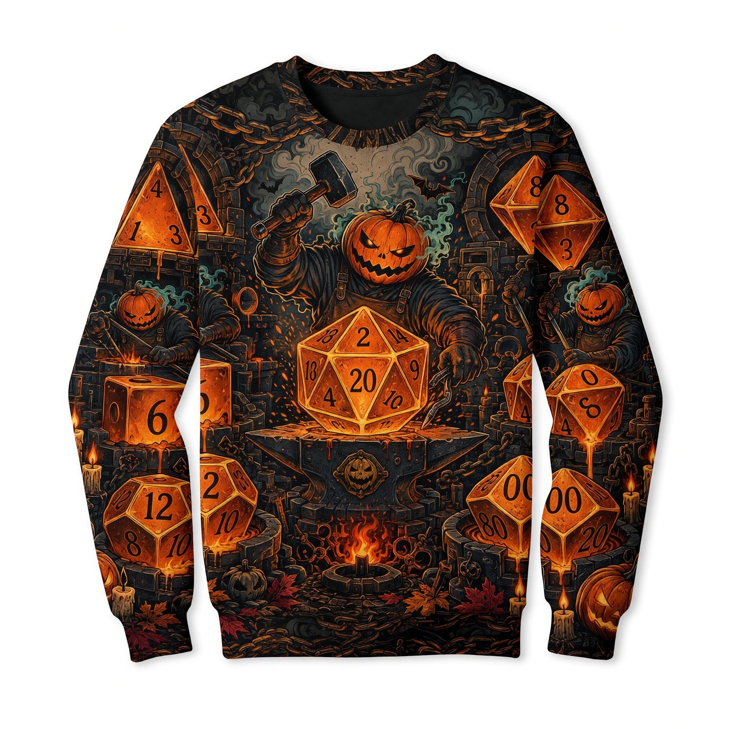 Halloween Dice AOP T-Shirt - Pumpkin Blacksmith Forge