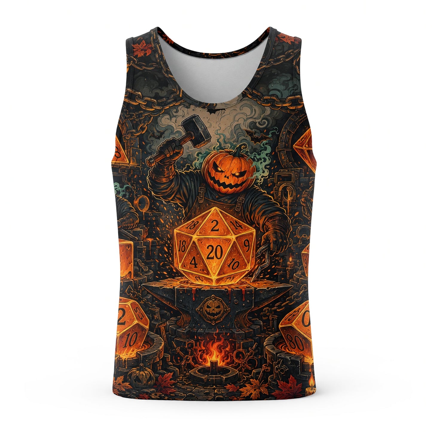 Halloween Dice AOP T-Shirt - Pumpkin Blacksmith Forge