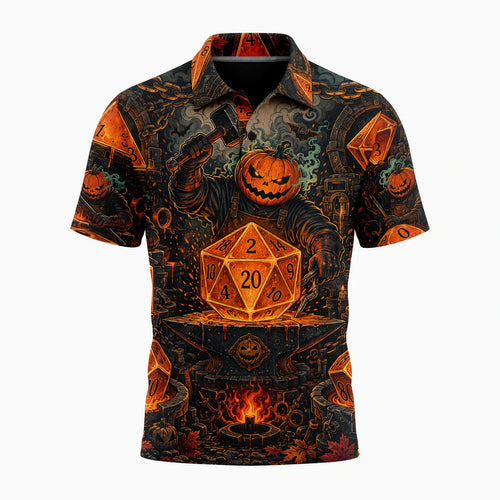 Halloween Dice AOP T-Shirt - Pumpkin Blacksmith Forge
