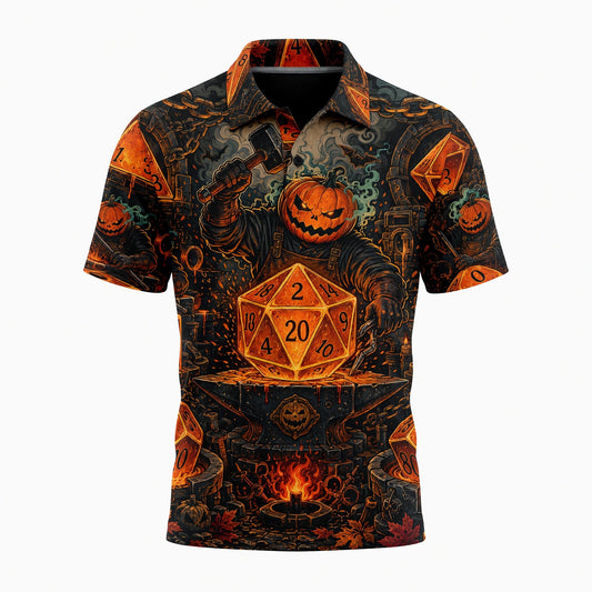 Halloween Dice AOP T-Shirt - Pumpkin Blacksmith Forge