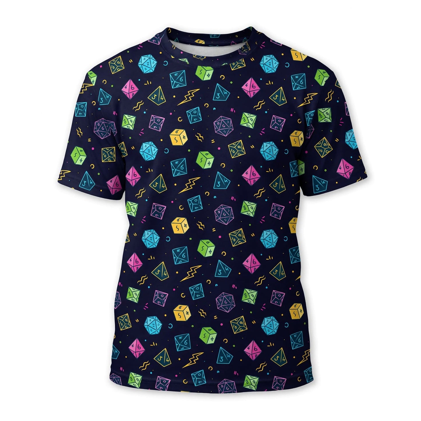 Dice AOP T-Shirt - Neon Tabletop RPG Gamer Streetwear