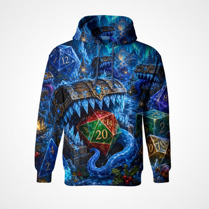 Dice Winter Wonderland AOP T-Shirt - Icy Fantasy RPG Art