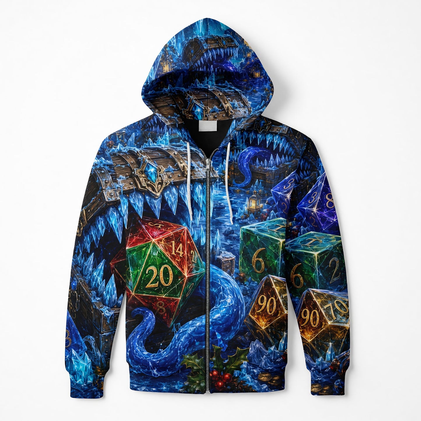 Dice Winter Wonderland AOP T-Shirt - Icy Fantasy RPG Art