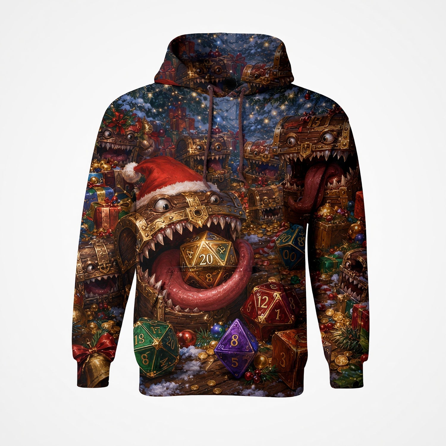 Christmas Mimic Dice AOP T-Shirt - Fantasy Holiday Streetwear