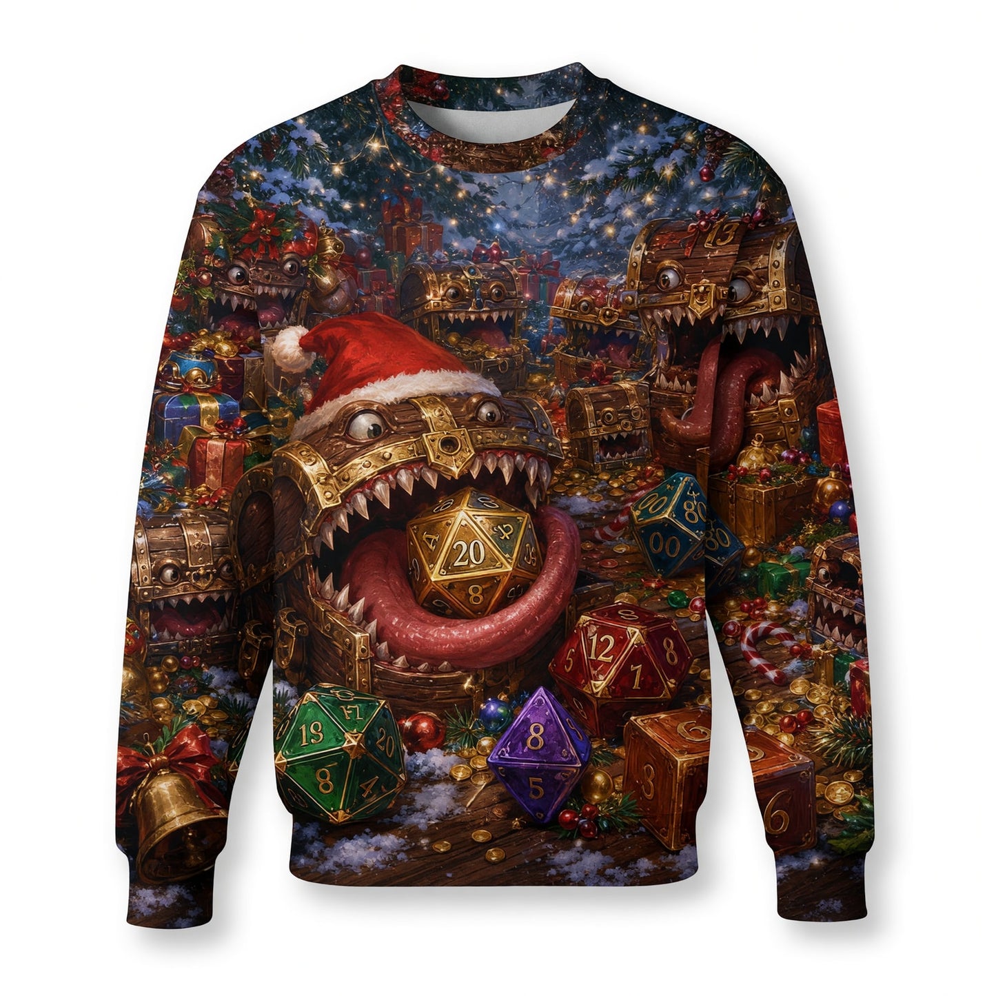 Christmas Mimic Dice AOP T-Shirt - Fantasy Holiday Streetwear