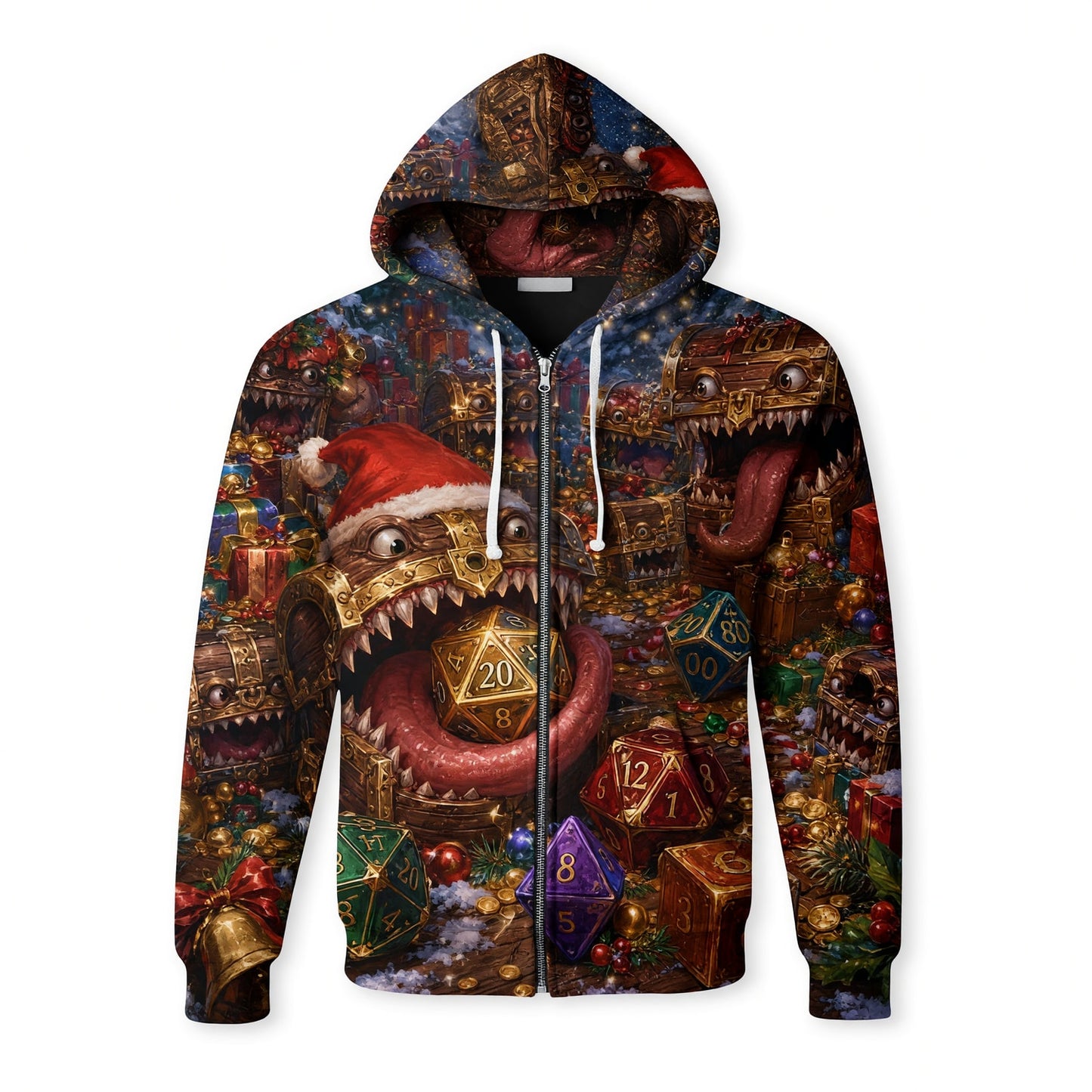 Christmas Mimic Dice AOP T-Shirt - Fantasy Holiday Streetwear