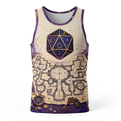 Celestial D20 AOP T-Shirt - Fantasy Wizard Library Map