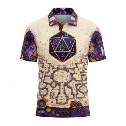 Celestial D20 AOP T-Shirt - Fantasy Wizard Library Map