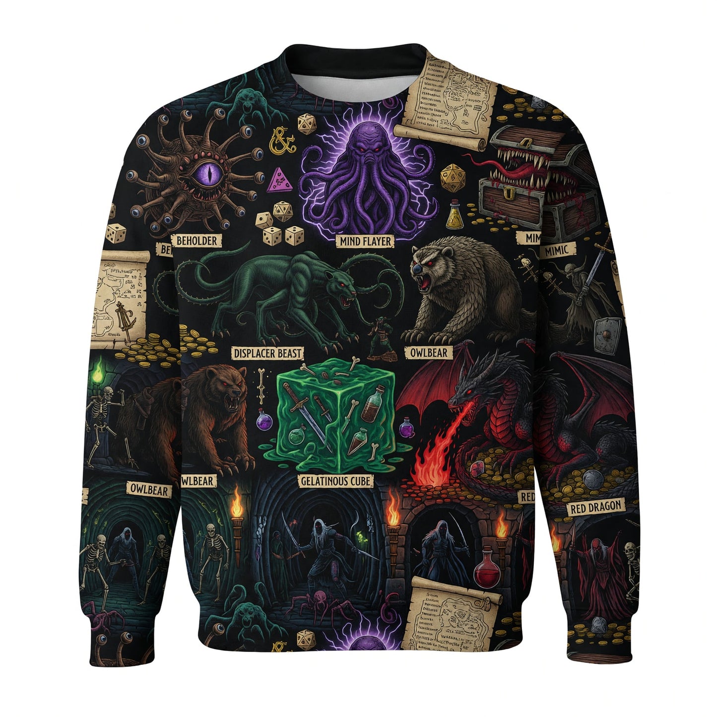 Monsters AOP T-Shirt - Fantasy RPG Dungeon Creatures