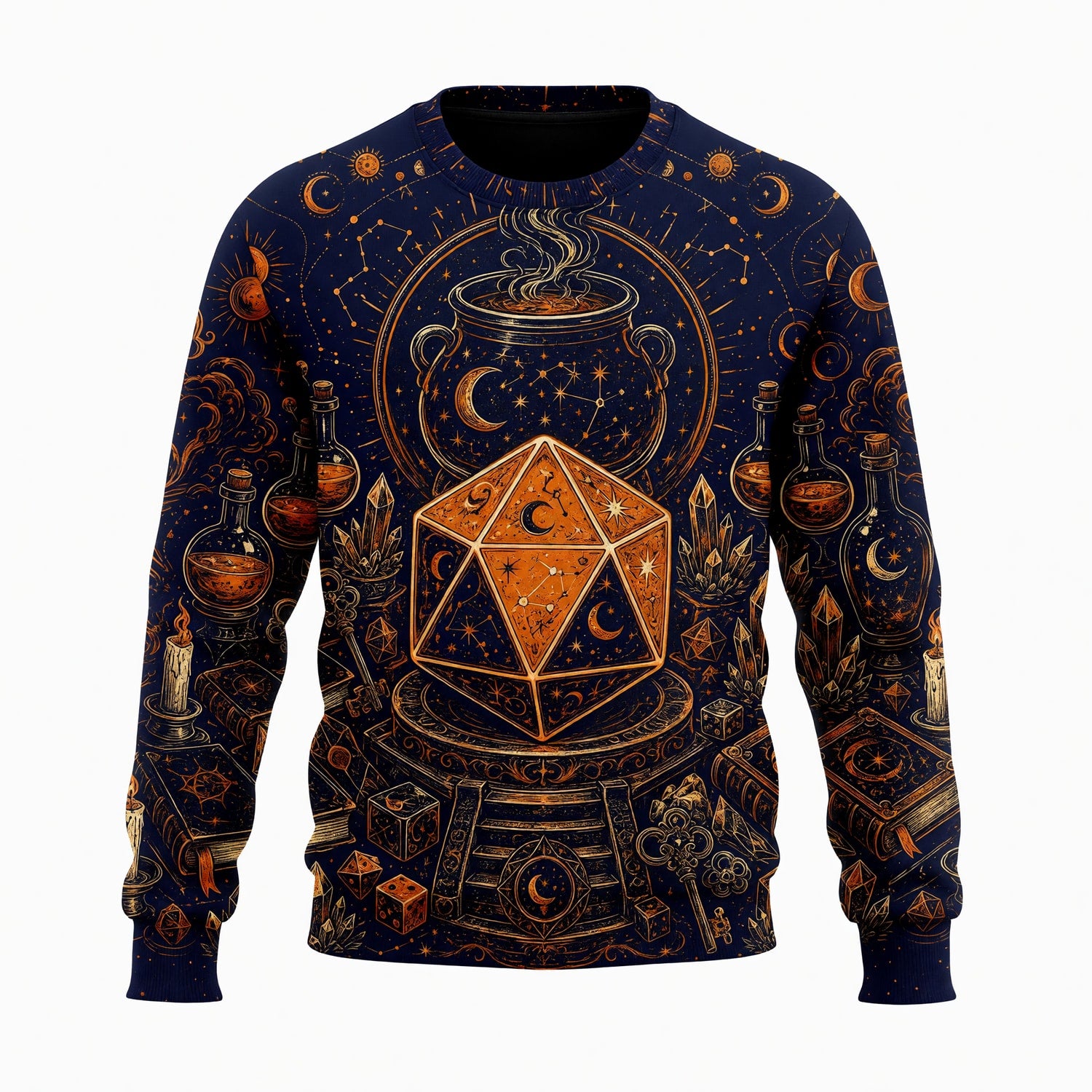 Celestial D20 AOP T-Shirt - Mystic Witchcraft Occult Dice Design