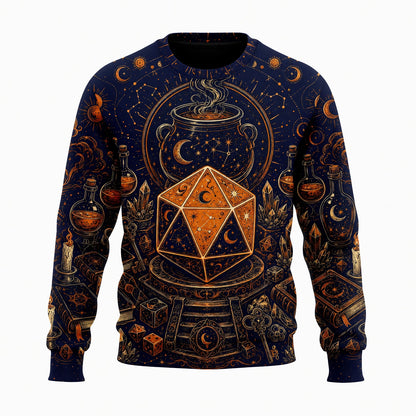 Celestial D20 AOP T-Shirt - Mystic Witchcraft Occult Dice Design