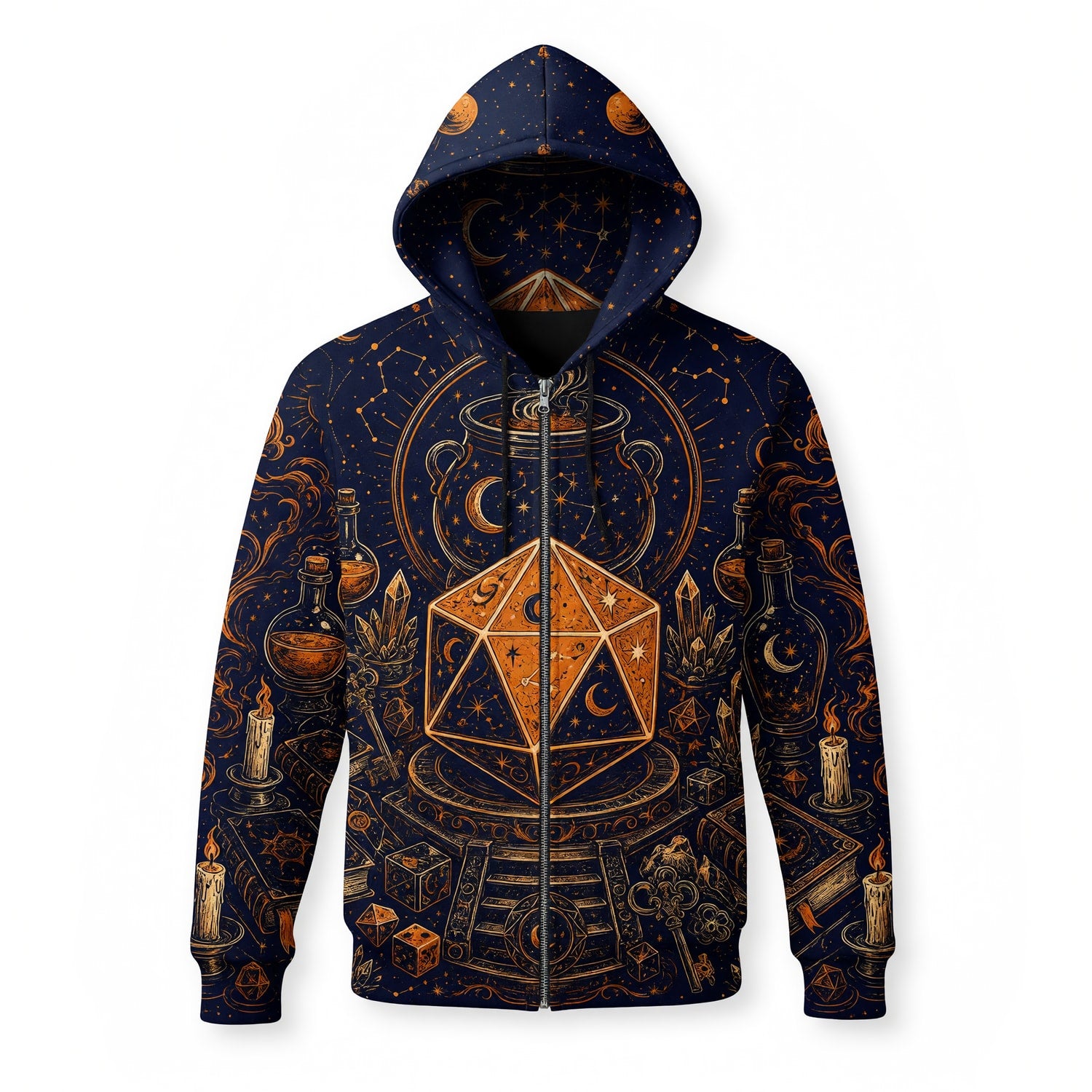 Celestial D20 AOP T-Shirt - Mystic Witchcraft Occult Dice Design