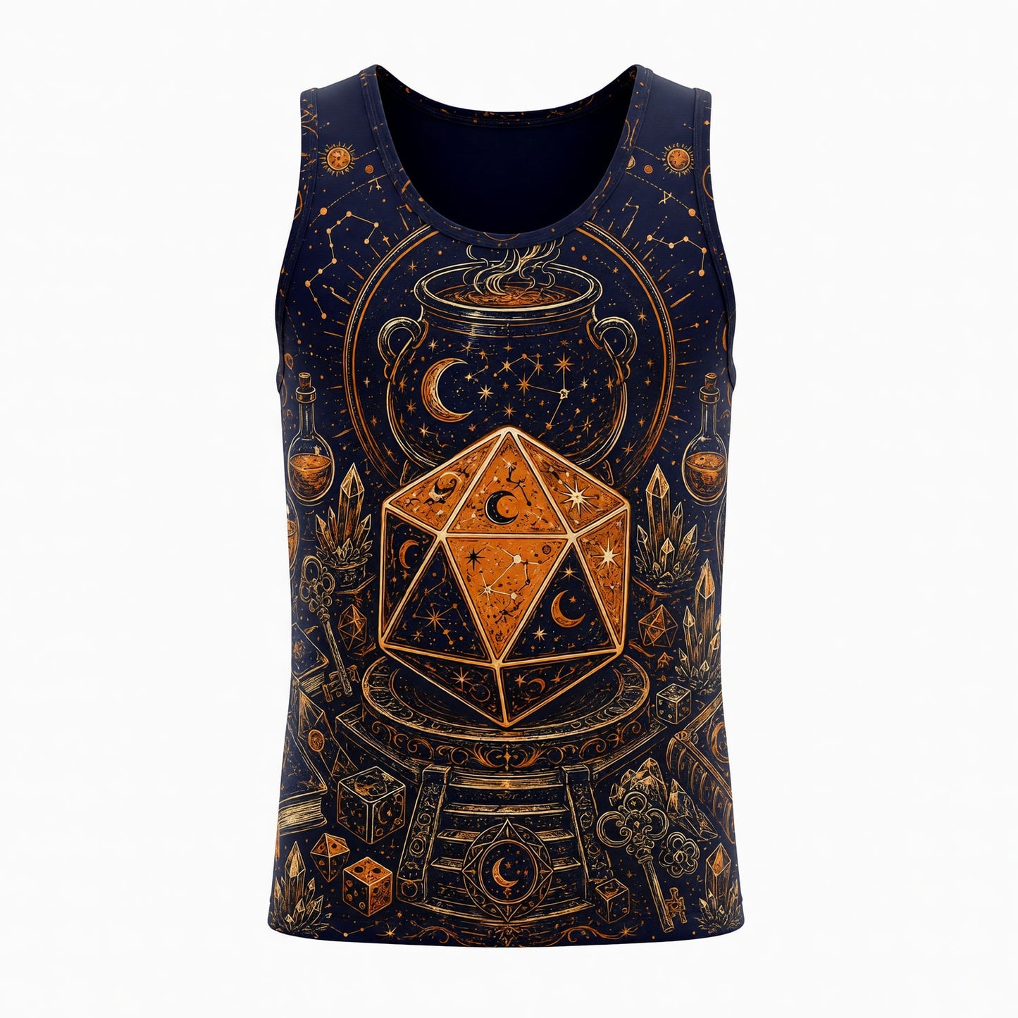 Celestial D20 AOP T-Shirt - Mystic Witchcraft Occult Dice Design