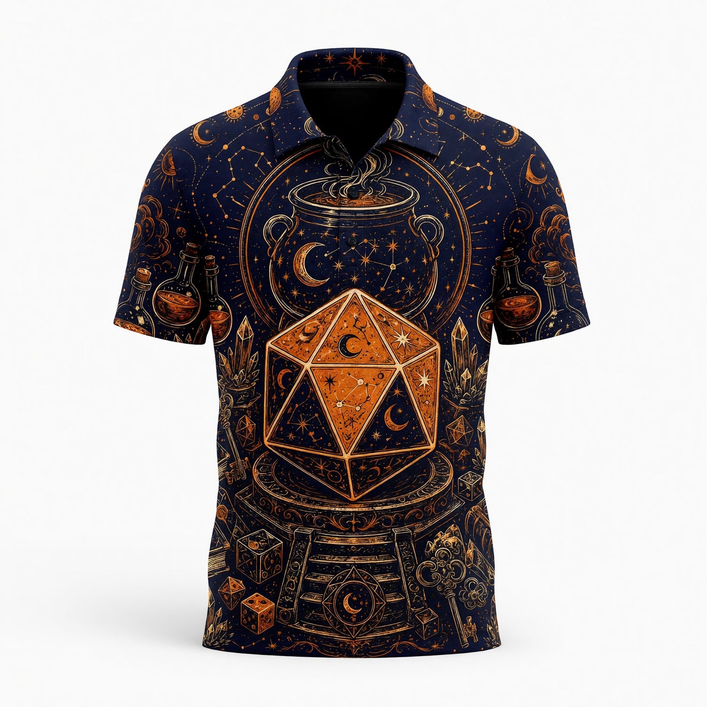 Celestial D20 AOP T-Shirt - Mystic Witchcraft Occult Dice Design