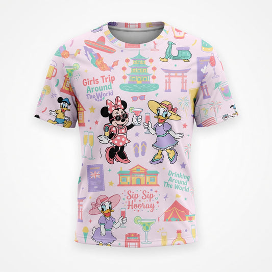 Girls Trip AOP T-Shirt - Mouse Lady Duck Drinking World Tour