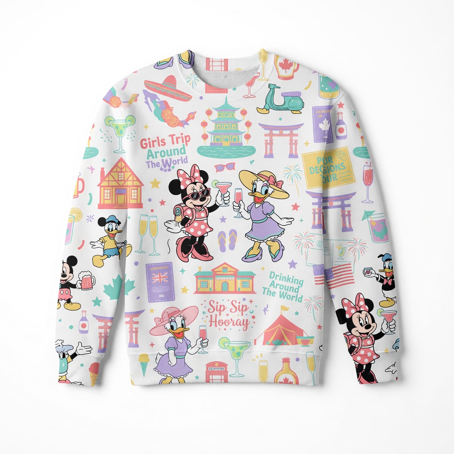 Girls Trip AOP T-Shirt - Mouse Lady Duck Drinking World Tour