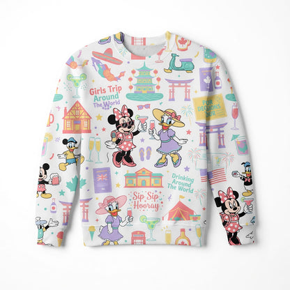 Girls Trip AOP T-Shirt - Mouse Lady Duck Drinking World Tour