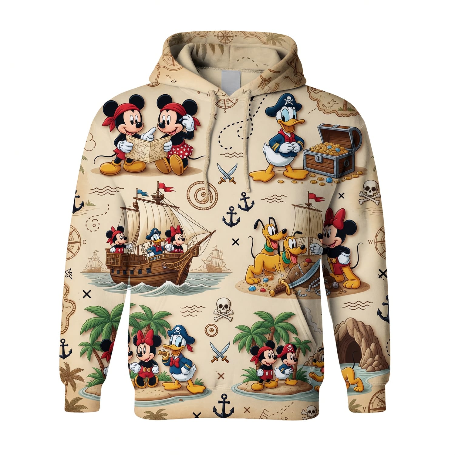 Mouse Pirate AOP T-Shirt - Vintage Treasure Map Adventure