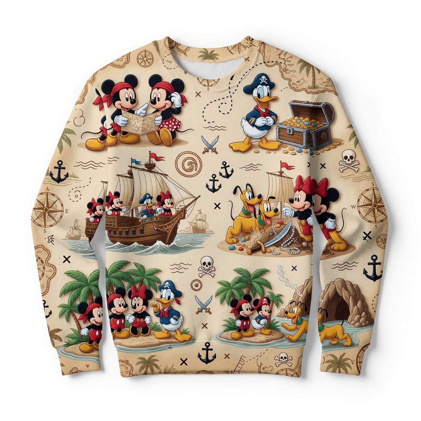 Mouse Pirate AOP T-Shirt - Vintage Treasure Map Adventure