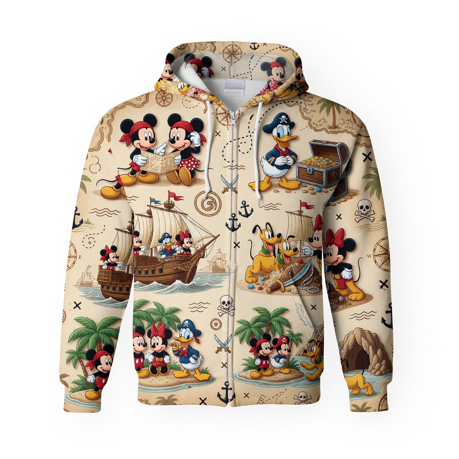 Mouse Pirate AOP T-Shirt - Vintage Treasure Map Adventure