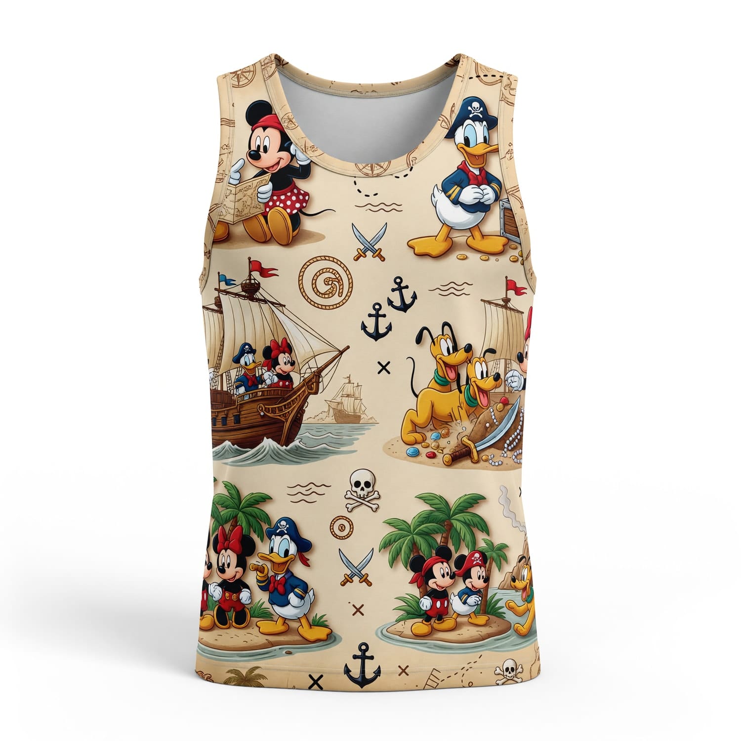 Mouse Pirate AOP T-Shirt - Vintage Treasure Map Adventure