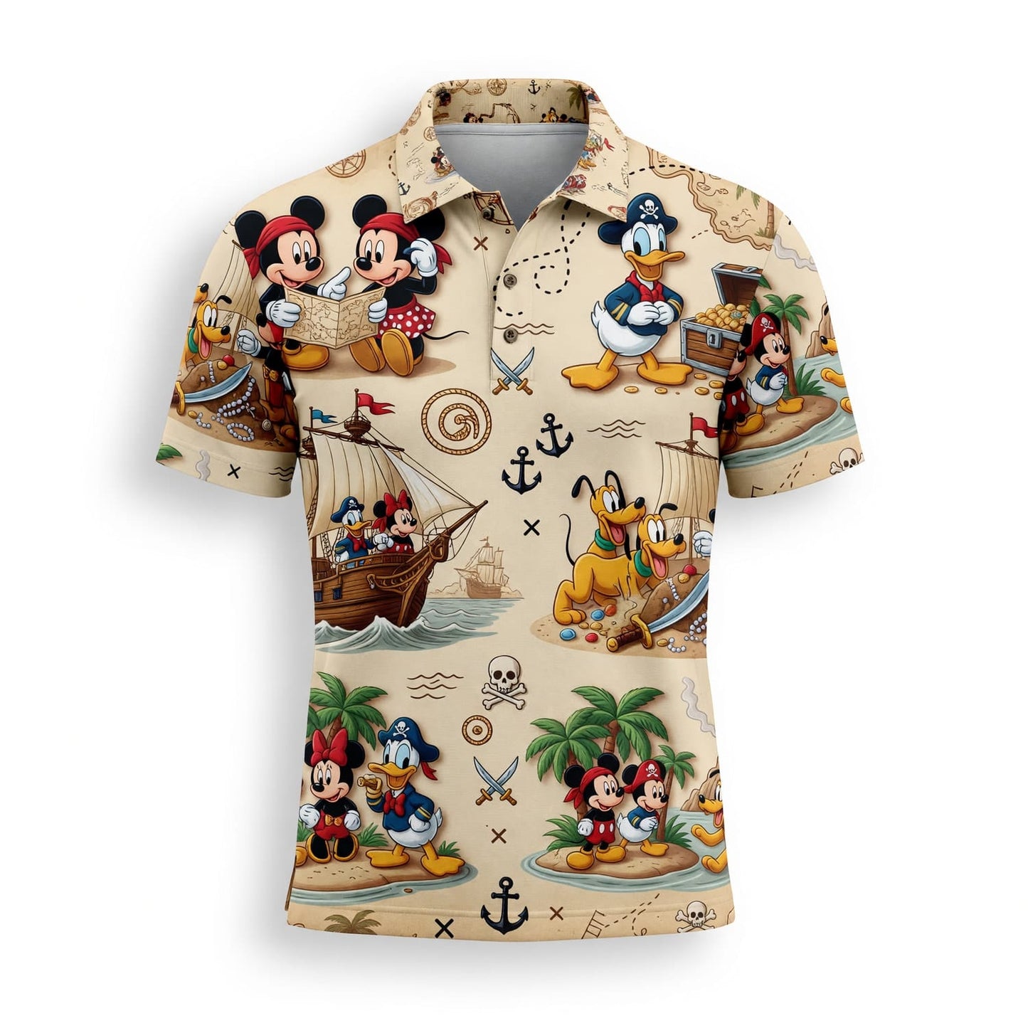 Mouse Pirate AOP T-Shirt - Vintage Treasure Map Adventure